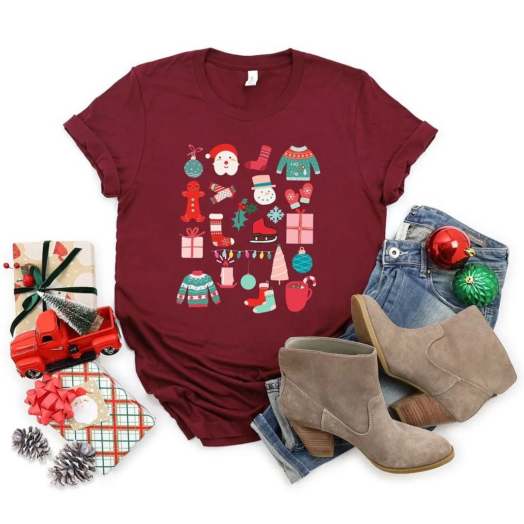 Boho Christmas Chart Short Sleeve Crewnneck Tee sold by Zulily
