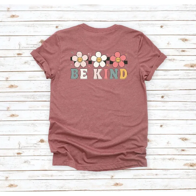 Be Kind Checkered Flowers Short Sleeve Tee sold by Zulily