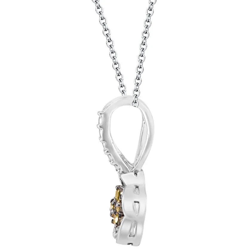 Sterling Silver Natural Yellow Diamond Flower Pendant sold by Zulily product image thumbnail 2