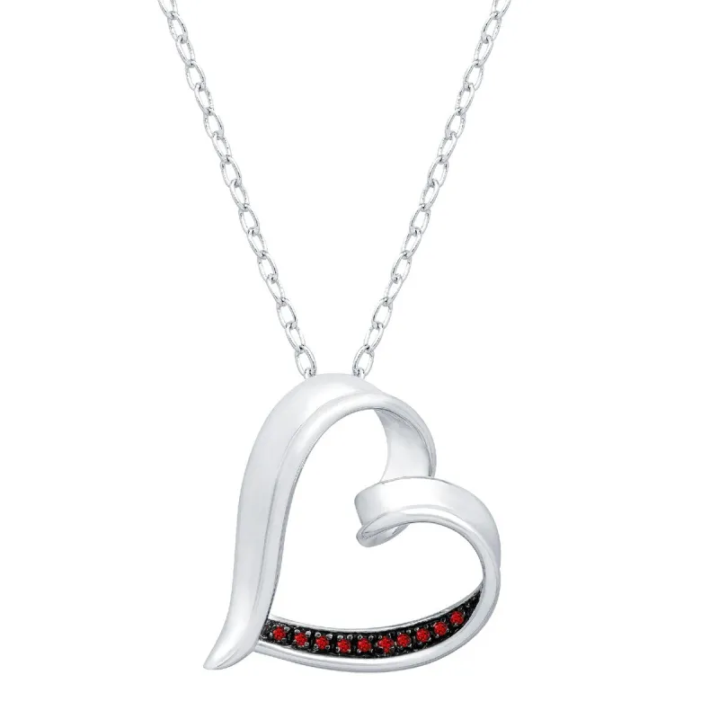 Sterling Silver Natural Red Diamond Heart Pendant made by Zulily
