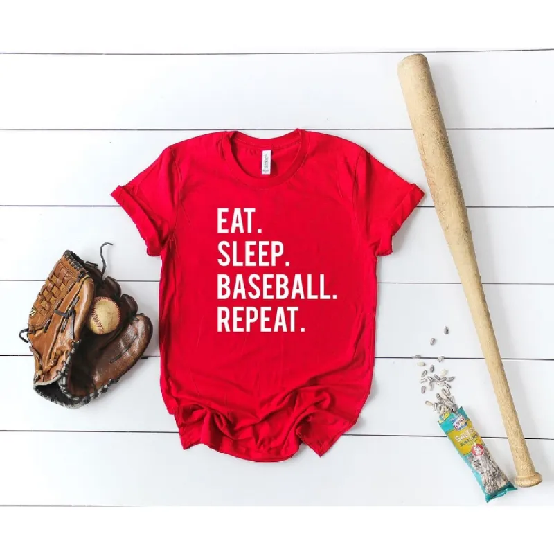 Eat Sleep Baseball Repeat Short Sleeve Crewnneck Tee made by Zulily