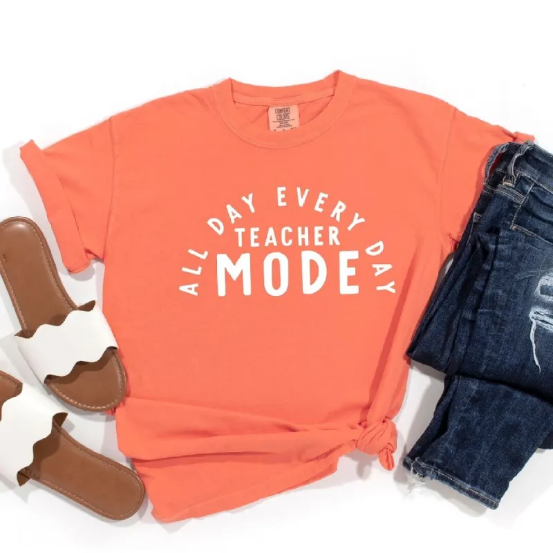 Teacher Mode All Day Garment Dyed Tee sold by Zulily