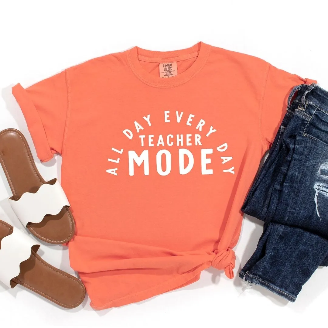 Teacher Mode All Day Garment Dyed Tee sold by Zulily
