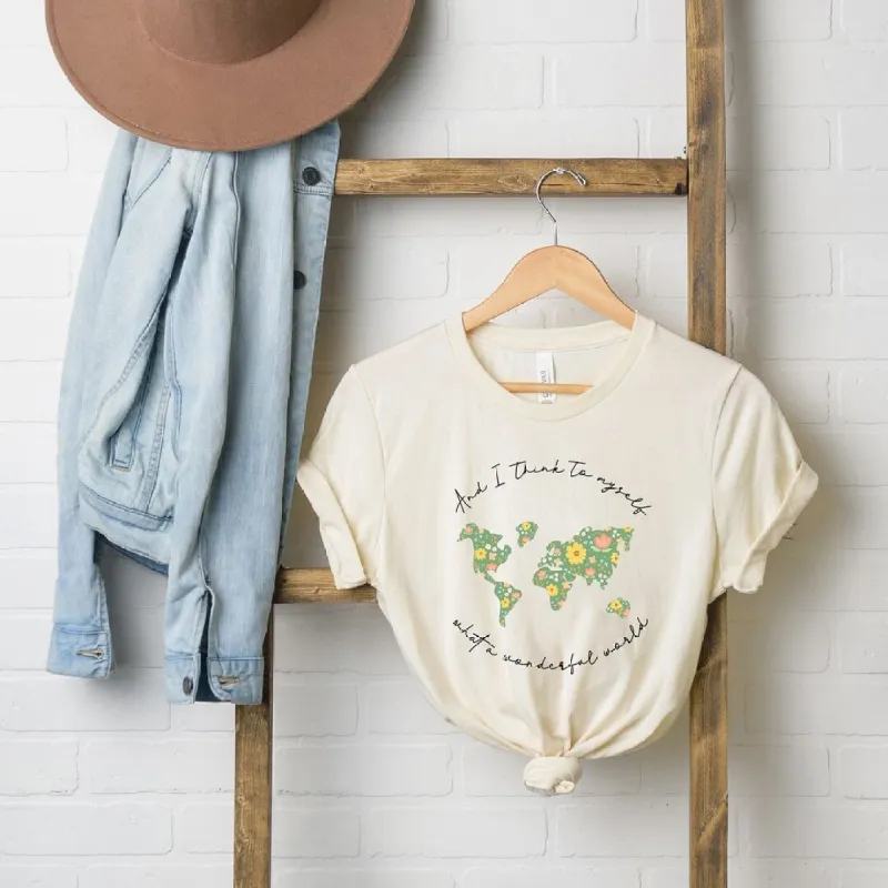 What A Wonderful World Short Sleeve Crewnneck Tee sold by Zulily