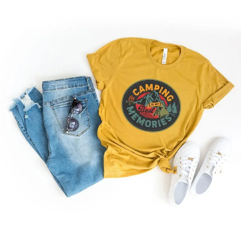 Camping is My Best Memories Badge Short Sleeve Crewnneck Tee sold by Zulily