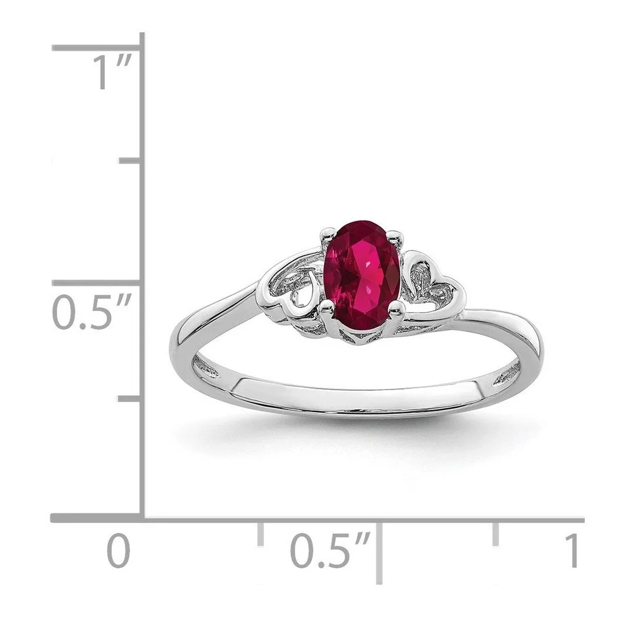 Curata 925 Sterling Silver 6x4mm Oval Created Ruby and Diamond Heart Ring sold by Zulily product image thumbnail 2