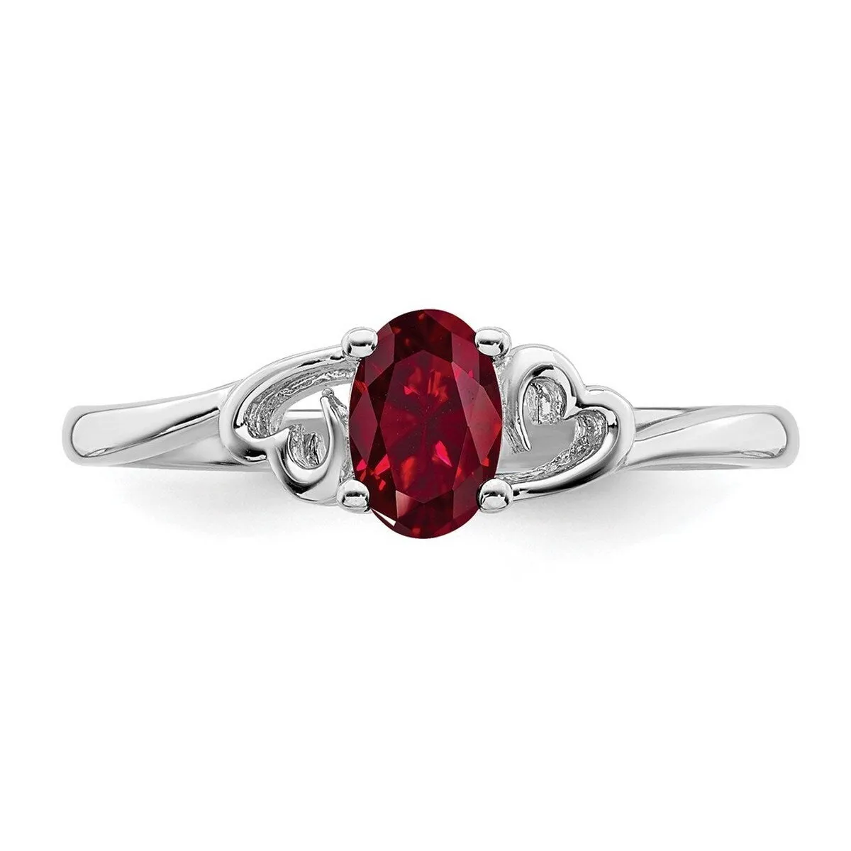 Curata 925 Sterling Silver 6x4mm Oval Created Ruby and Diamond Heart Ring sold by Zulily product image thumbnail 5
