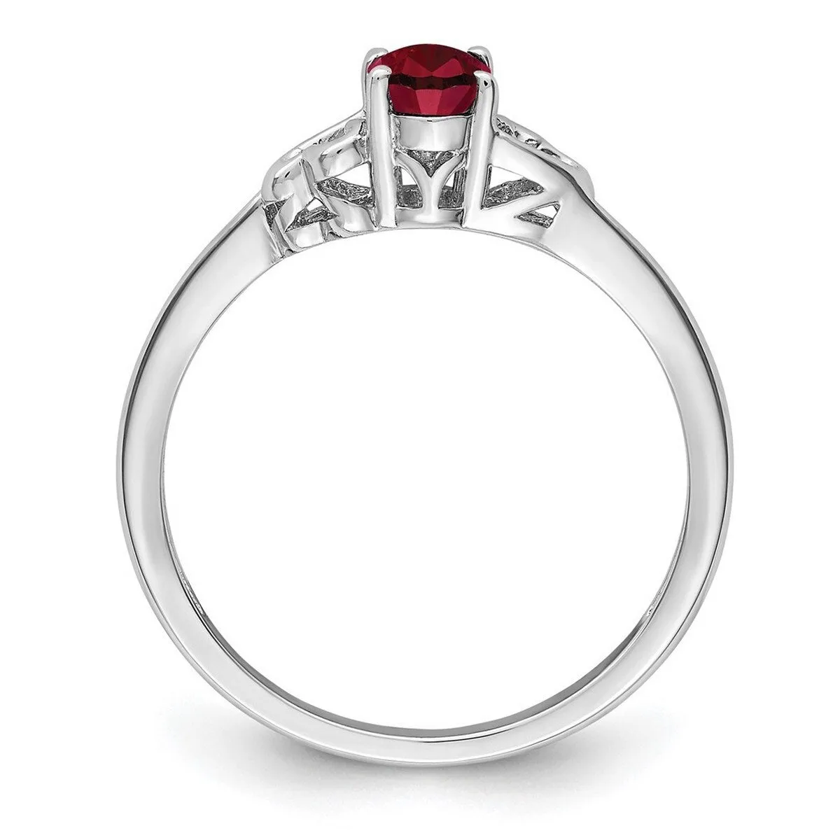 Curata 925 Sterling Silver 6x4mm Oval Created Ruby and Diamond Heart Ring sold by Zulily product image thumbnail 3