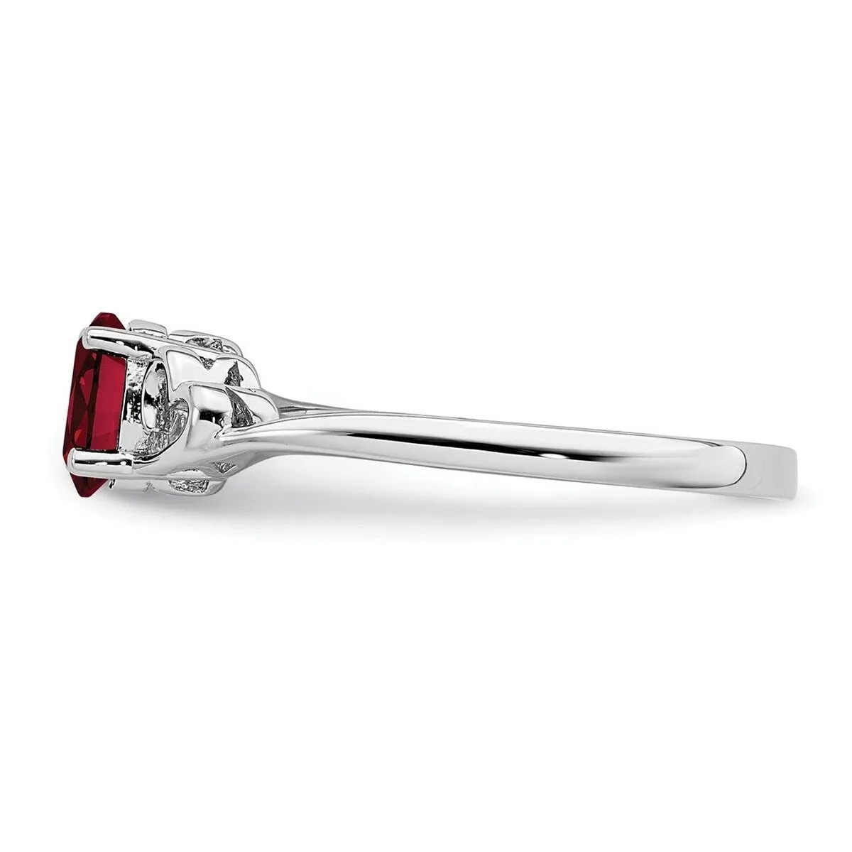 Curata 925 Sterling Silver 6x4mm Oval Created Ruby and Diamond Heart Ring sold by Zulily product image thumbnail 4