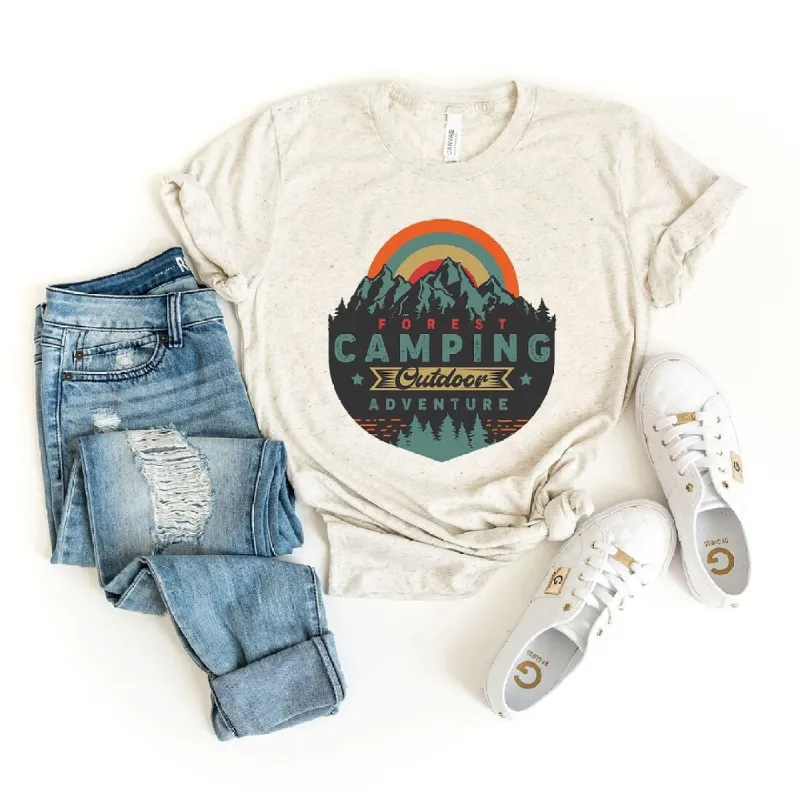 Forest Camping Badge Short Sleeve Crewnneck Tee sold by Zulily