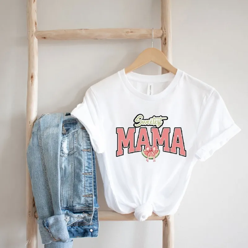 Coquette Sweetest Mama Watermelon Short Sleeve Crewnneck Tee sold by Zulily