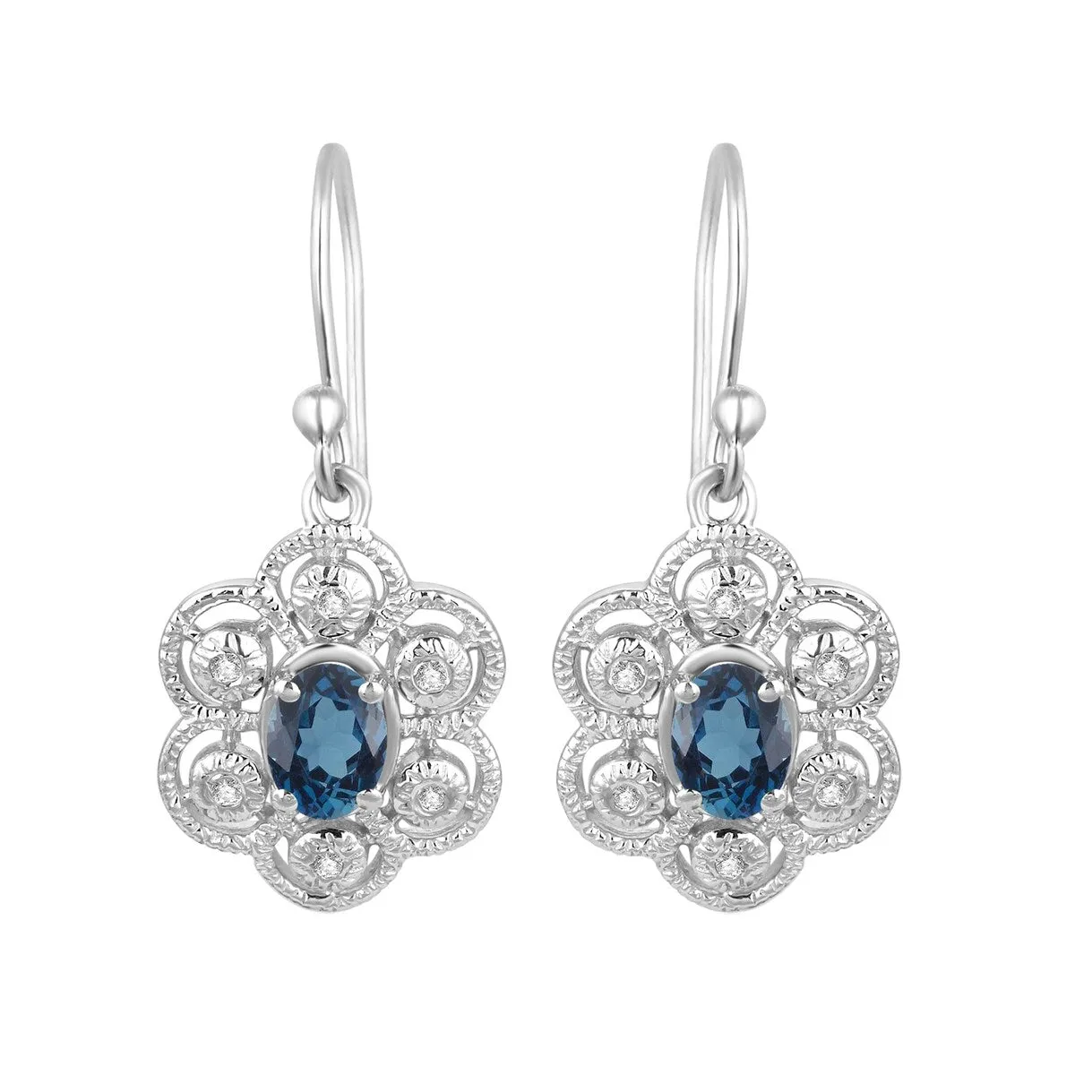 Sterling Silver 1.75Ct Natural London Blue Topaz and White Topaz Dangling Earrings sold by Zulily product image thumbnail 2