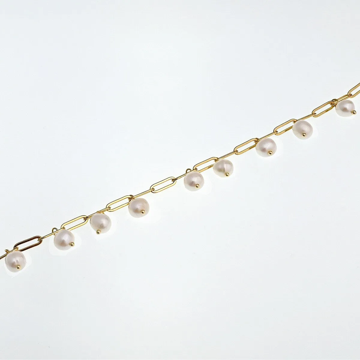 Freshwater Pearl Charm Station Paperclip Chain Bracelet sold by Zulily product image thumbnail 2