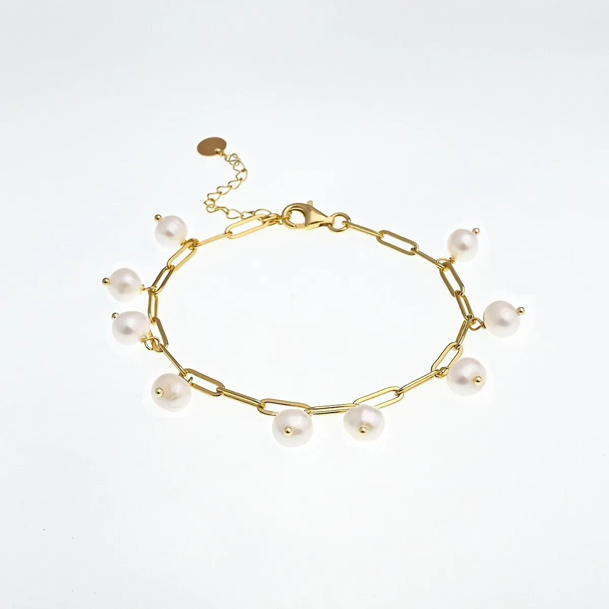 Freshwater Pearl Charm Station Paperclip Chain Bracelet sold by Zulily