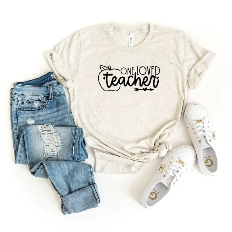 One Loved Teacher Apple Short Sleeve Crewnneck Tee sold by Zulily