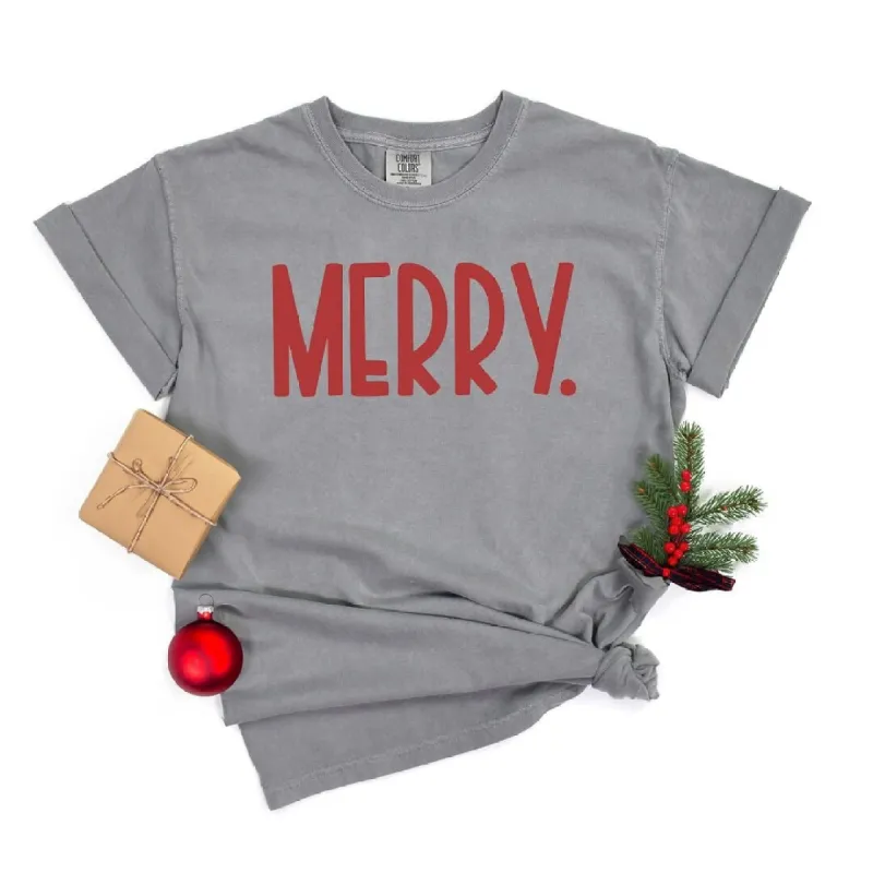 Merry Bold Word Garment Dyed Tee sold by Zulily