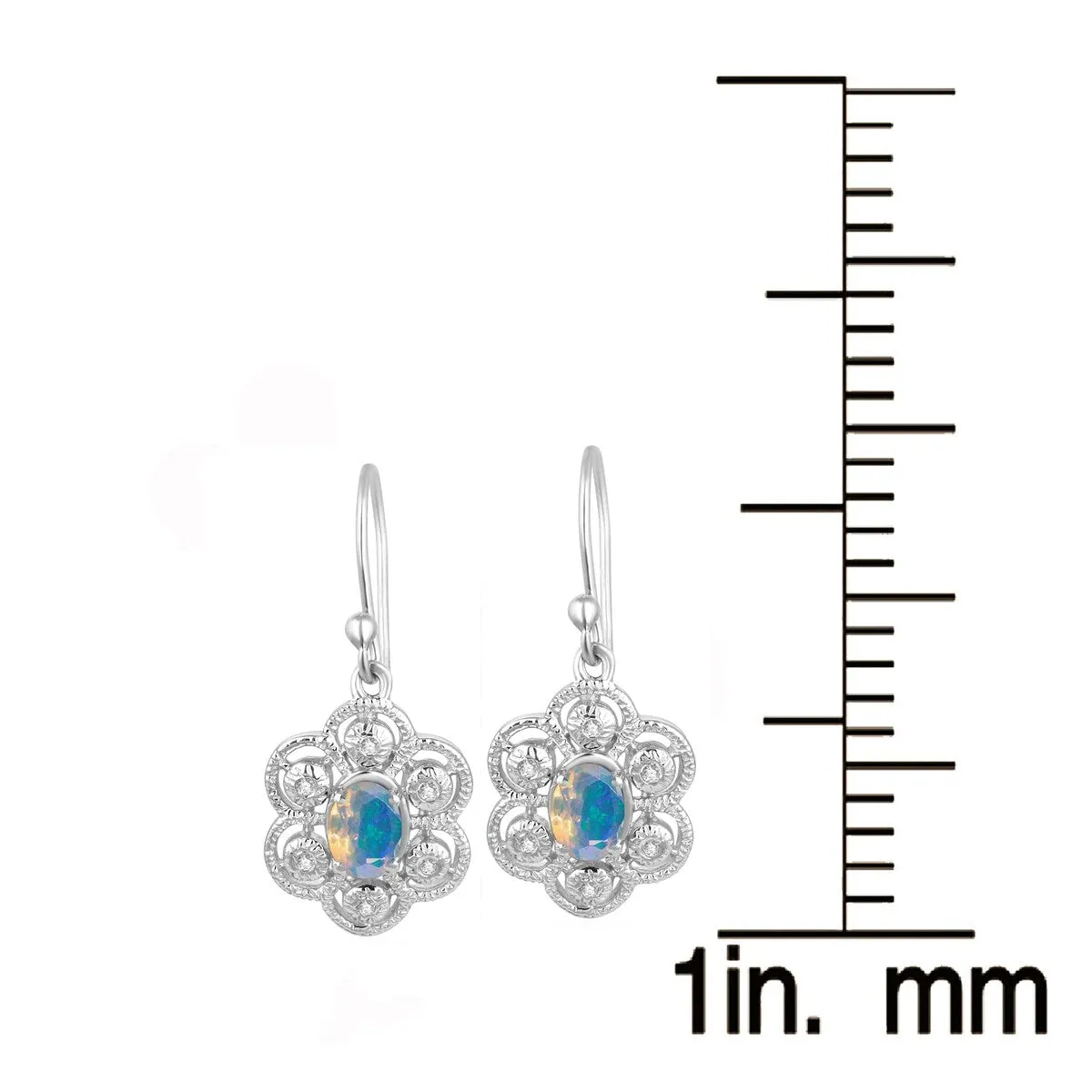 1.50Ct Ethiopian Opal and White Topaz Floral Dangling Earrings sold by Zulily product image thumbnail 3