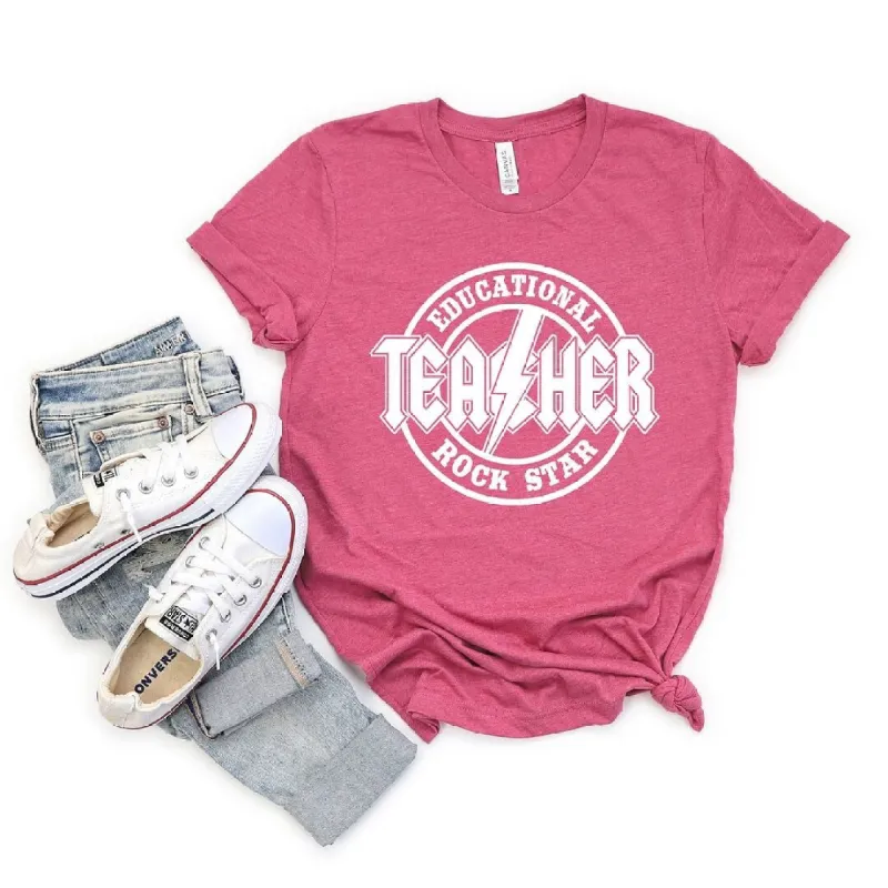 Educational Rockstar Teacher Short Sleeve Crewnneck Tee sold by Zulily
