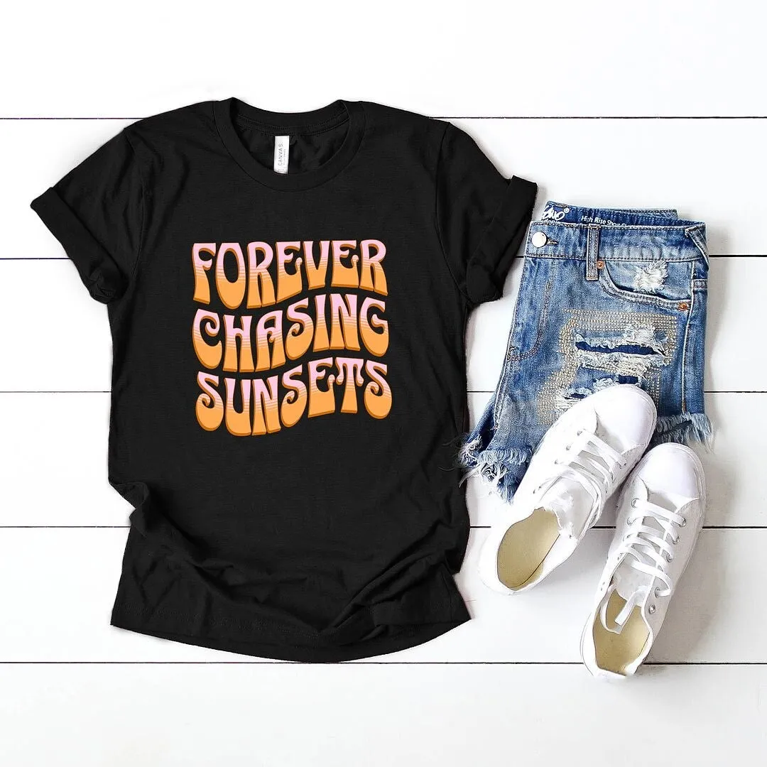 Forever Chasing Sunsets Wavy Short Sleeve Tee sold by Zulily