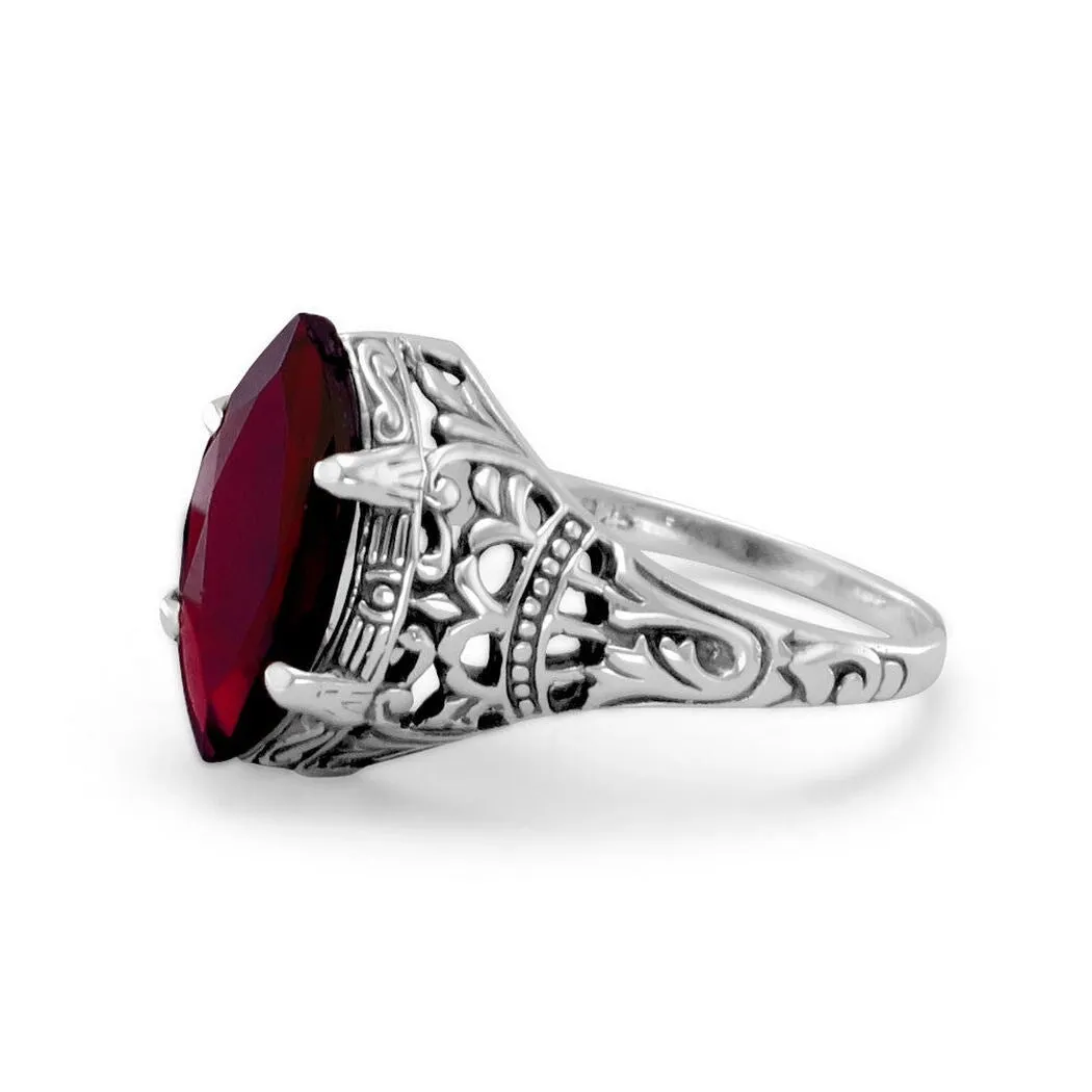 Curata 925 Sterling Silver Vintage Style Antique Marquise Garnet Ring sold by Zulily product image thumbnail 2