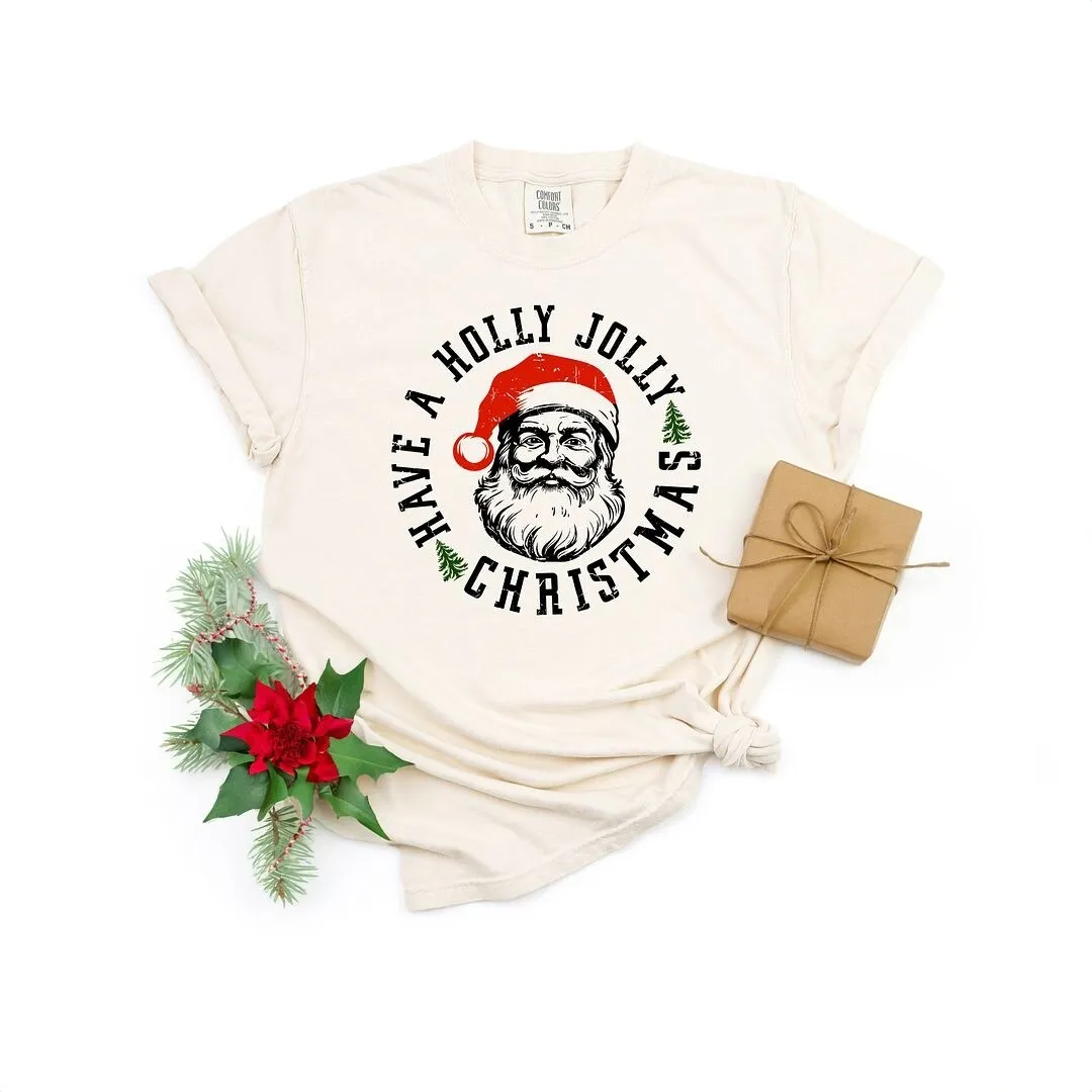 Holly Jolly Santa Garment Dyed Tee sold by Zulily