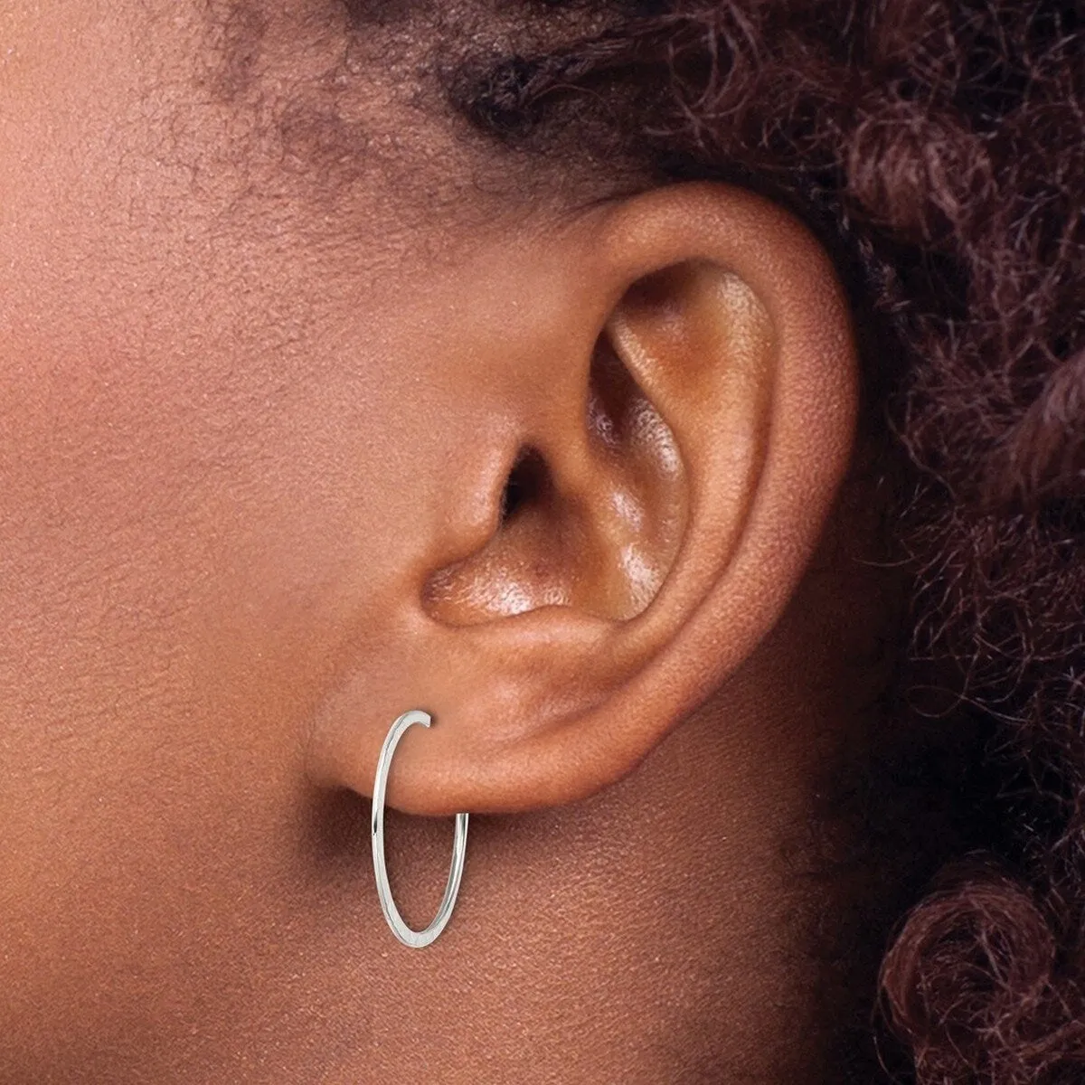 Curata 925 Sterling Silver Polished and Hammered 20.9x20mm Small Round Hoop Earrings sold by Zulily product image thumbnail 4