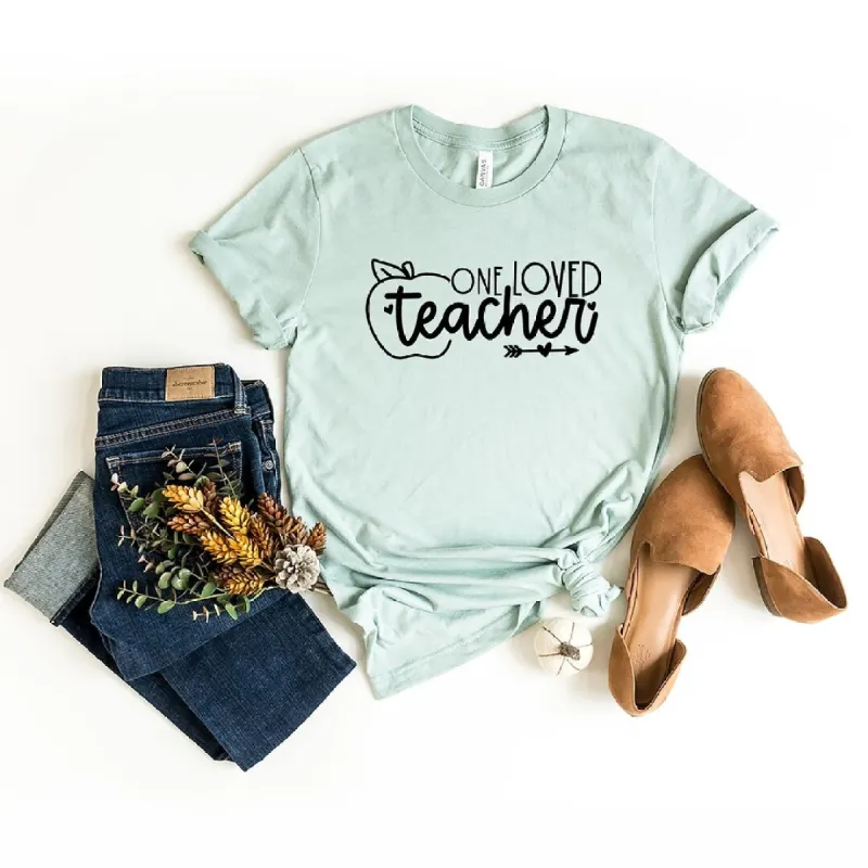 One Loved Teacher Apple Short Sleeve Crewnneck Tee sold by Zulily