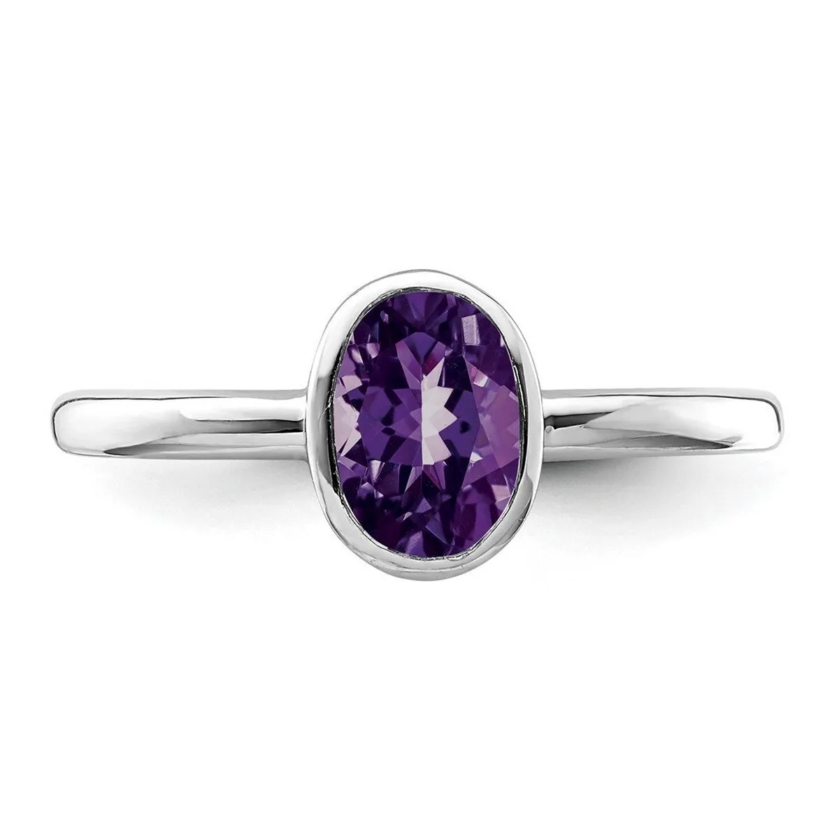 Curata 925 Sterling Silver 7x5mm Oval Amethyst Bezel Solitaire Ring sold by Zulily product image thumbnail 5
