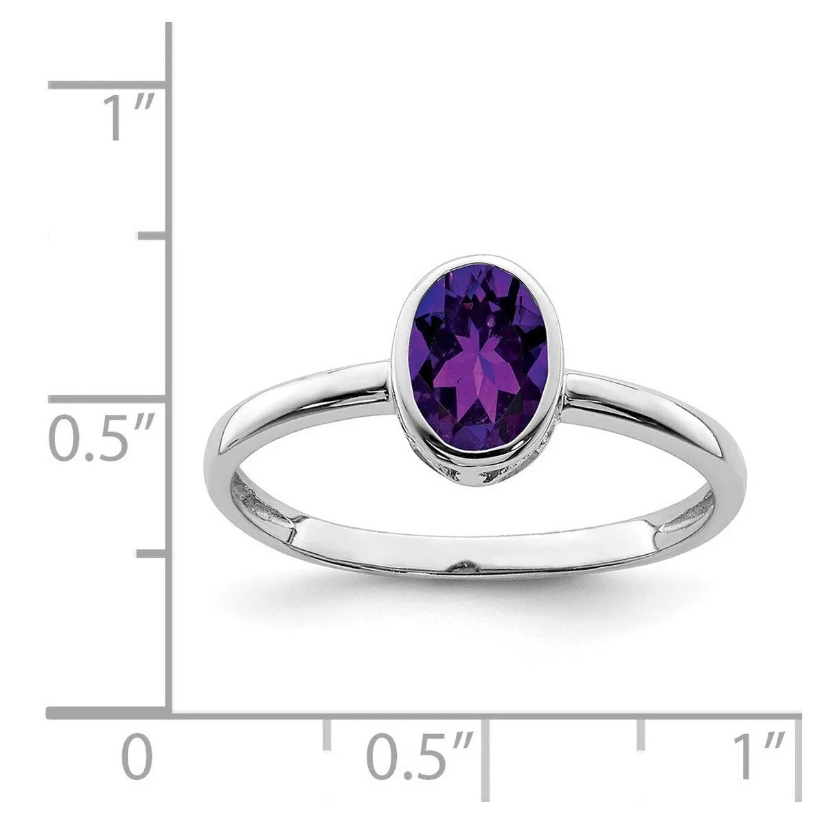 Curata 925 Sterling Silver 7x5mm Oval Amethyst Bezel Solitaire Ring sold by Zulily product image thumbnail 2