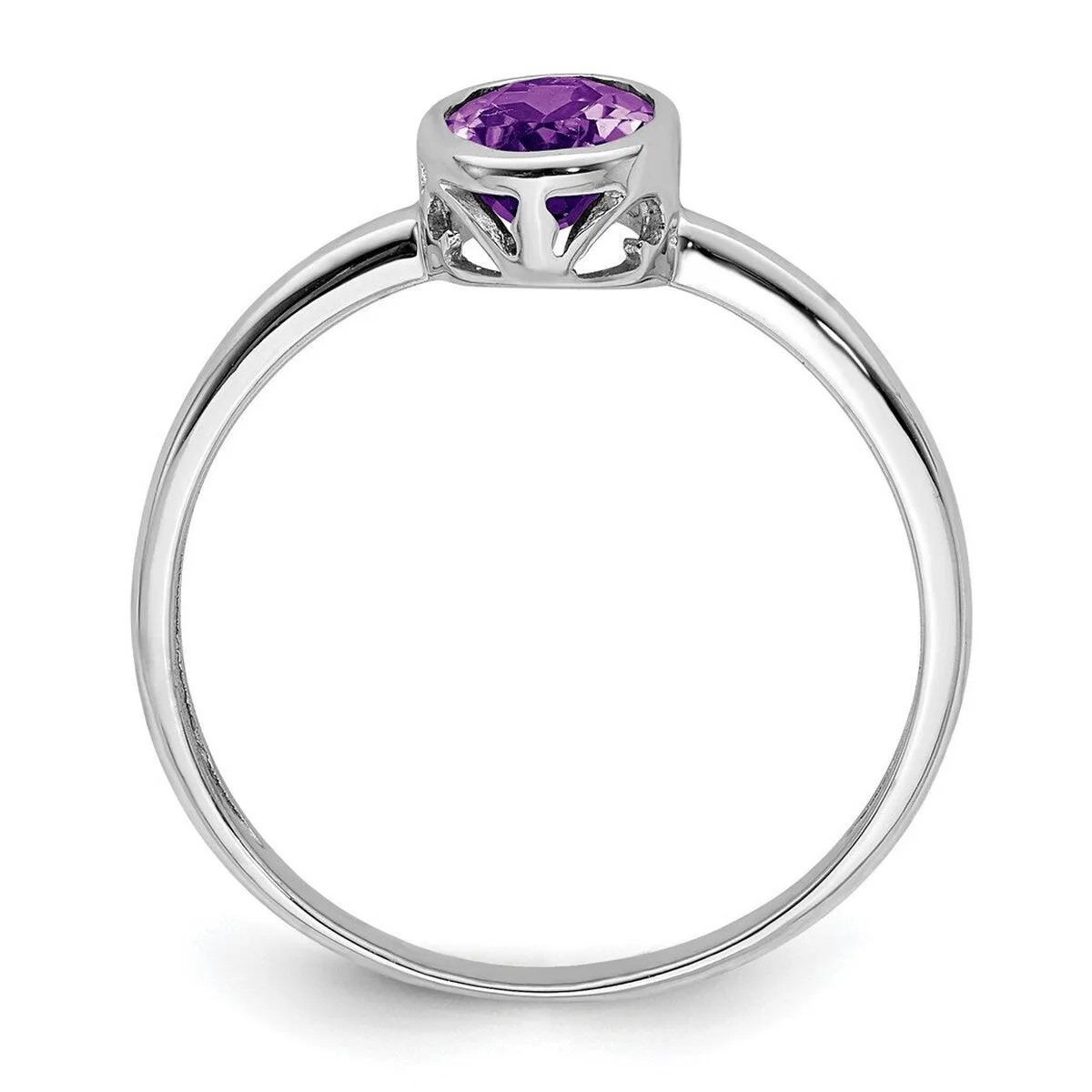Curata 925 Sterling Silver 7x5mm Oval Amethyst Bezel Solitaire Ring sold by Zulily product image thumbnail 3