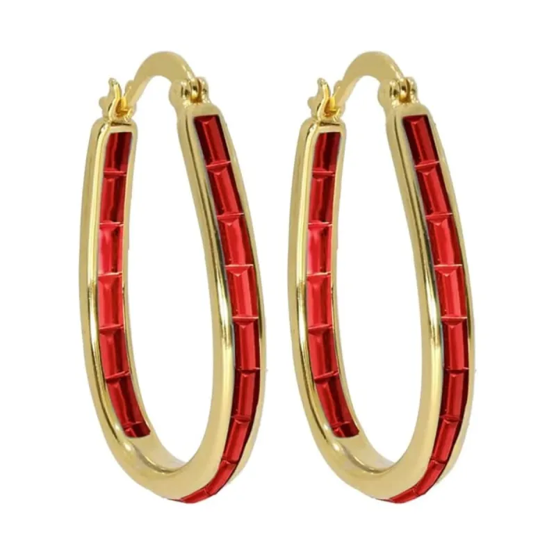 Gold Red Inside Out Crystal Hoop Earrings For Women sold by Zulily