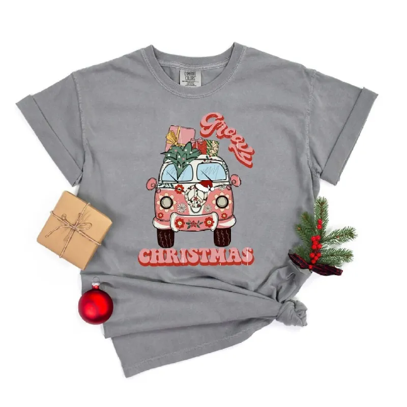 Retro Van Groovy Christmas Garment Dyed Tee sold by Zulily
