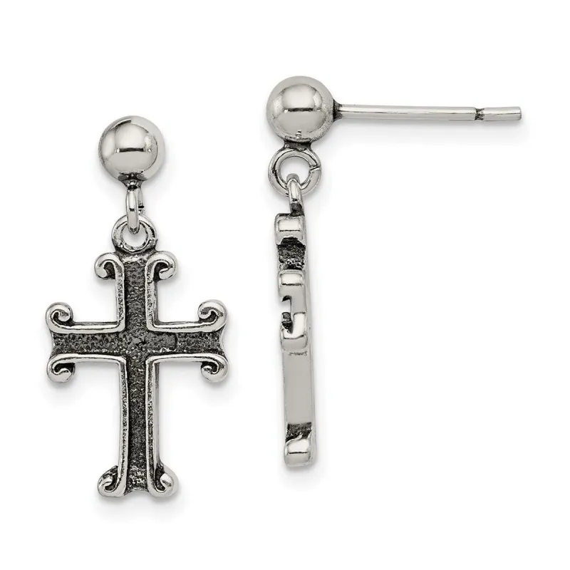 Curata 925 Sterling Silver 11x22mm Dangle Cross Post Earrings sold by Zulily