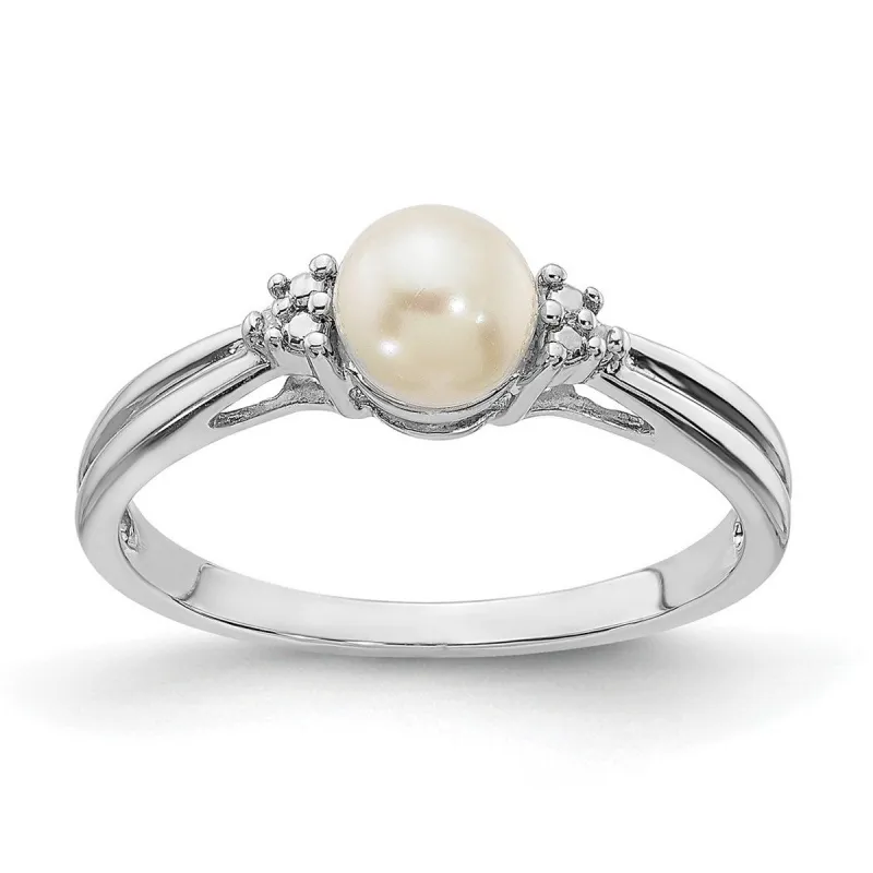 Curata 925 Sterling Silver Diamond and Freshwater Cultured Pearl Ring sold by Zulily