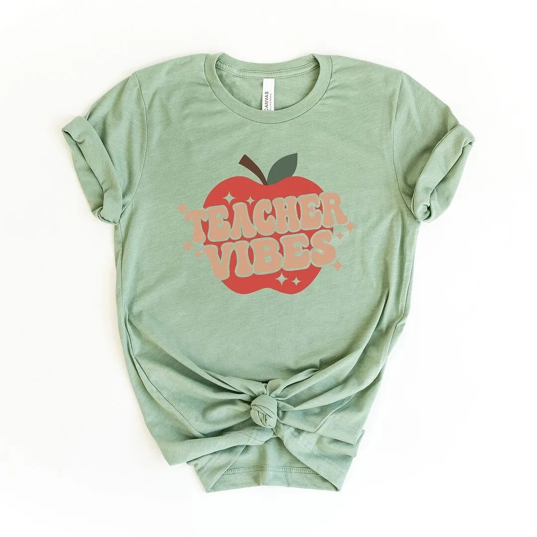 Teacher Vibes Apple Short Sleeve Crewnneck Tee sold by Zulily product image thumbnail 2