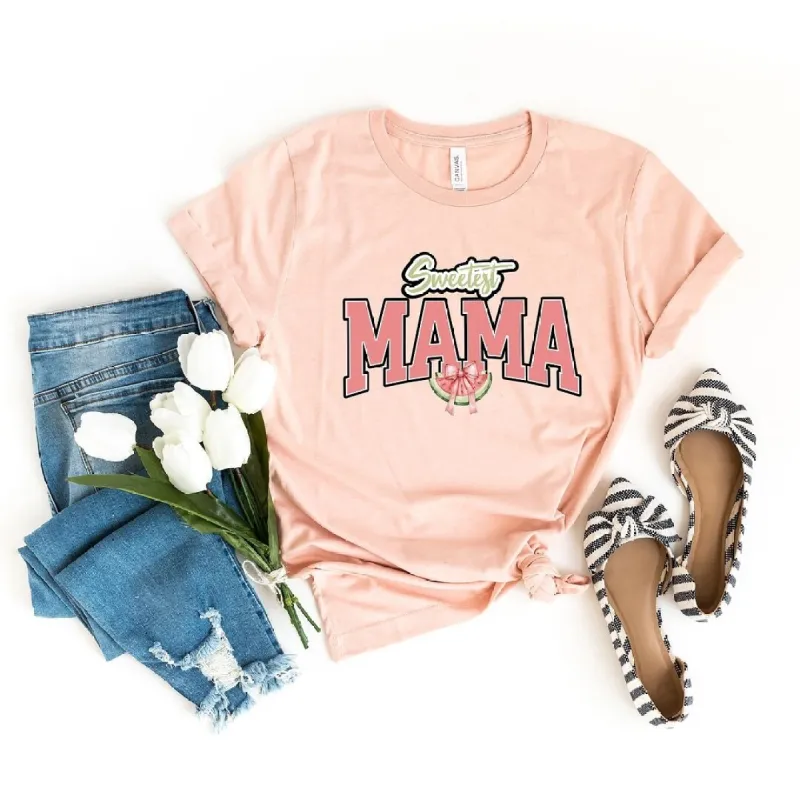 Coquette Sweetest Mama Watermelon Short Sleeve Crewnneck Tee sold by Zulily