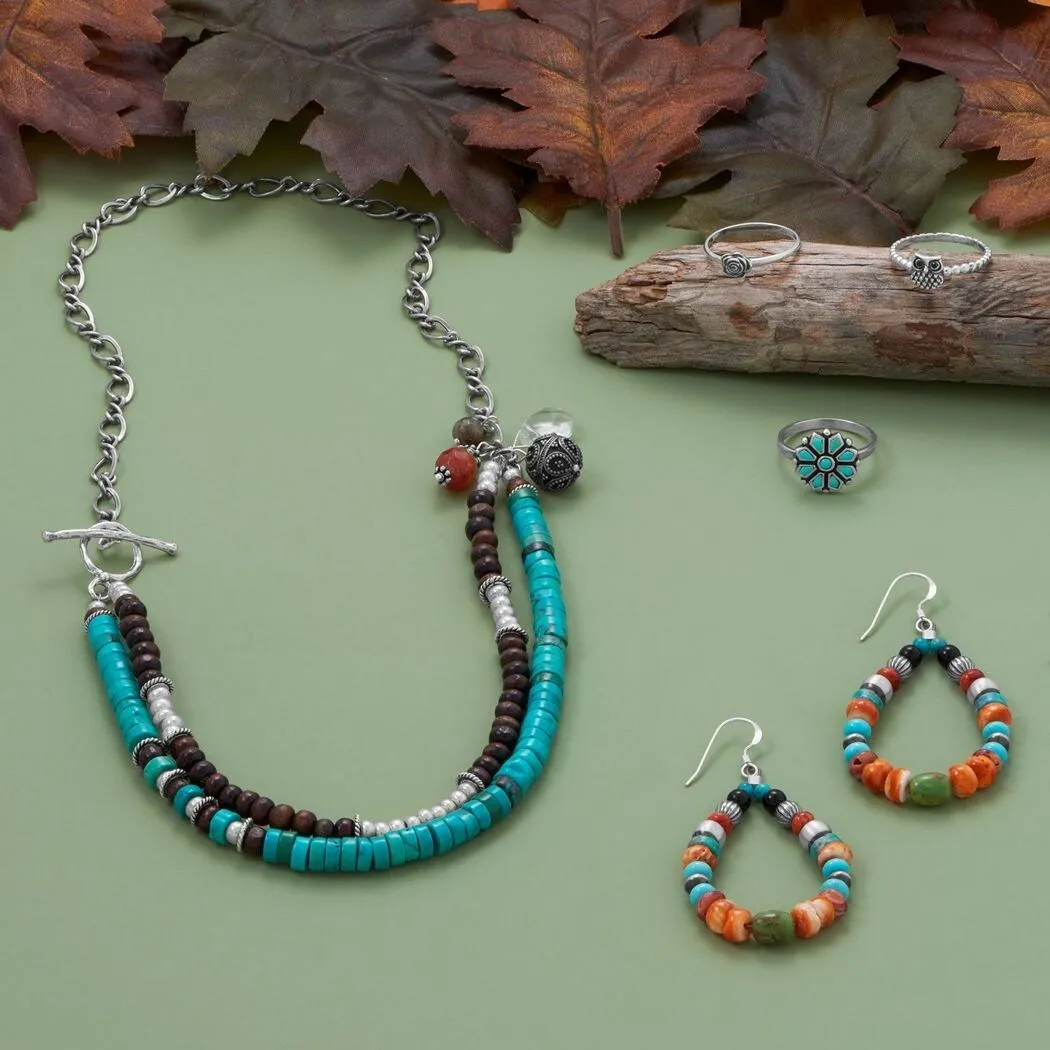 Curata 925 Sterling Silver 12mm Antiqued Simulated Turquoise Flower Ring sold by Zulily product image thumbnail 3