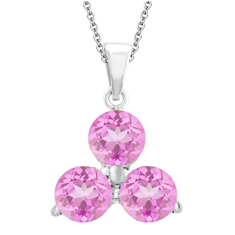 V3 Jewelry Sterling Silver with Pink Sapphire 3- Stone Pendant with 18" Chain sold by Zulily