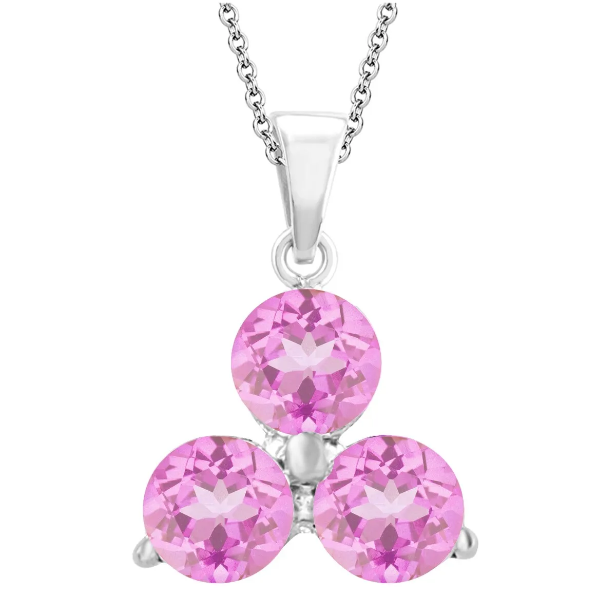 V3 Jewelry Sterling Silver with Pink Sapphire 3- Stone Pendant with 18" Chain sold by Zulily