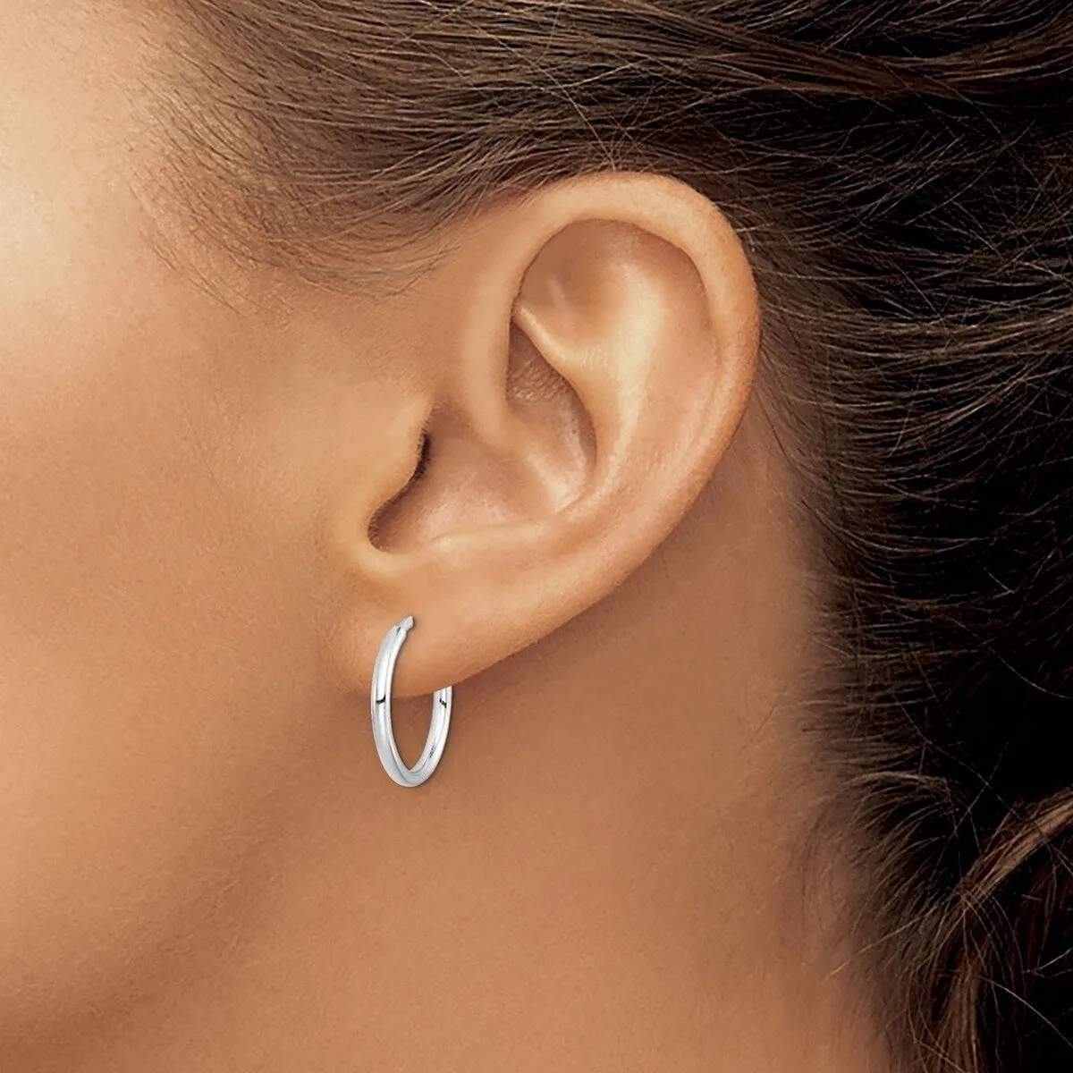 Curata 925 Sterling Silver 19x19mm Rhodium Polished Non Pierced Hoop Earrings sold by Zulily product image thumbnail 4