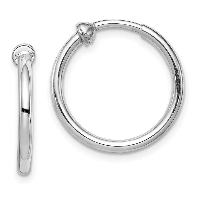 Curata 925 Sterling Silver 19x19mm Rhodium Polished Non Pierced Hoop Earrings sold by Zulily