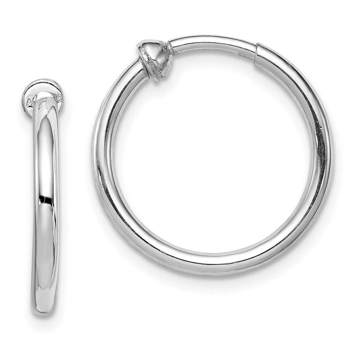 Curata 925 Sterling Silver 19x19mm Rhodium Polished Non Pierced Hoop Earrings sold by Zulily