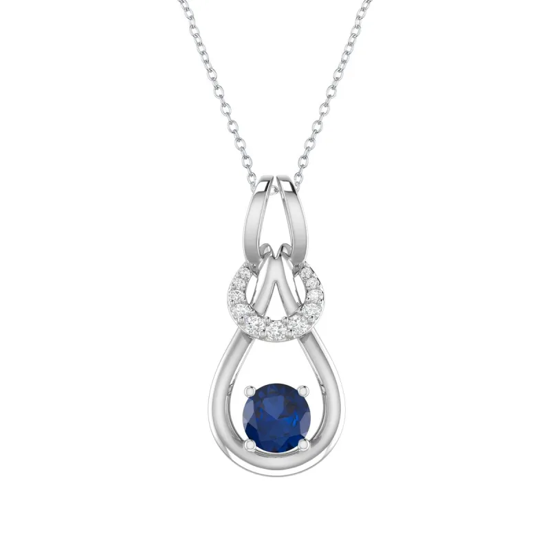 Sterling Silver 1.30CT Blue Sapphire and White Zircon Drop Pendant sold by Zulily