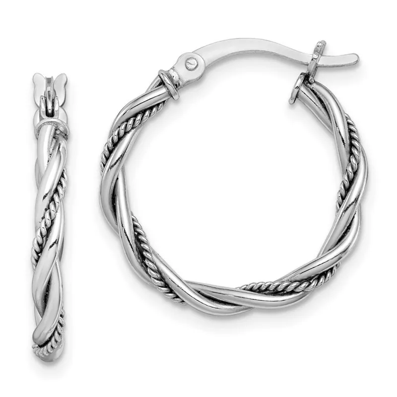 Curata 925 Sterling Silver 20x2mm Antiqued Roped Twisted Hoop Earrings sold by Zulily