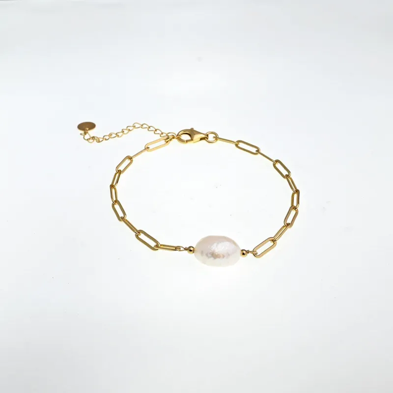 Freshwater Pearl 18K Gold-Plated Paper Clip Adjustable Bracelet sold by Zulily