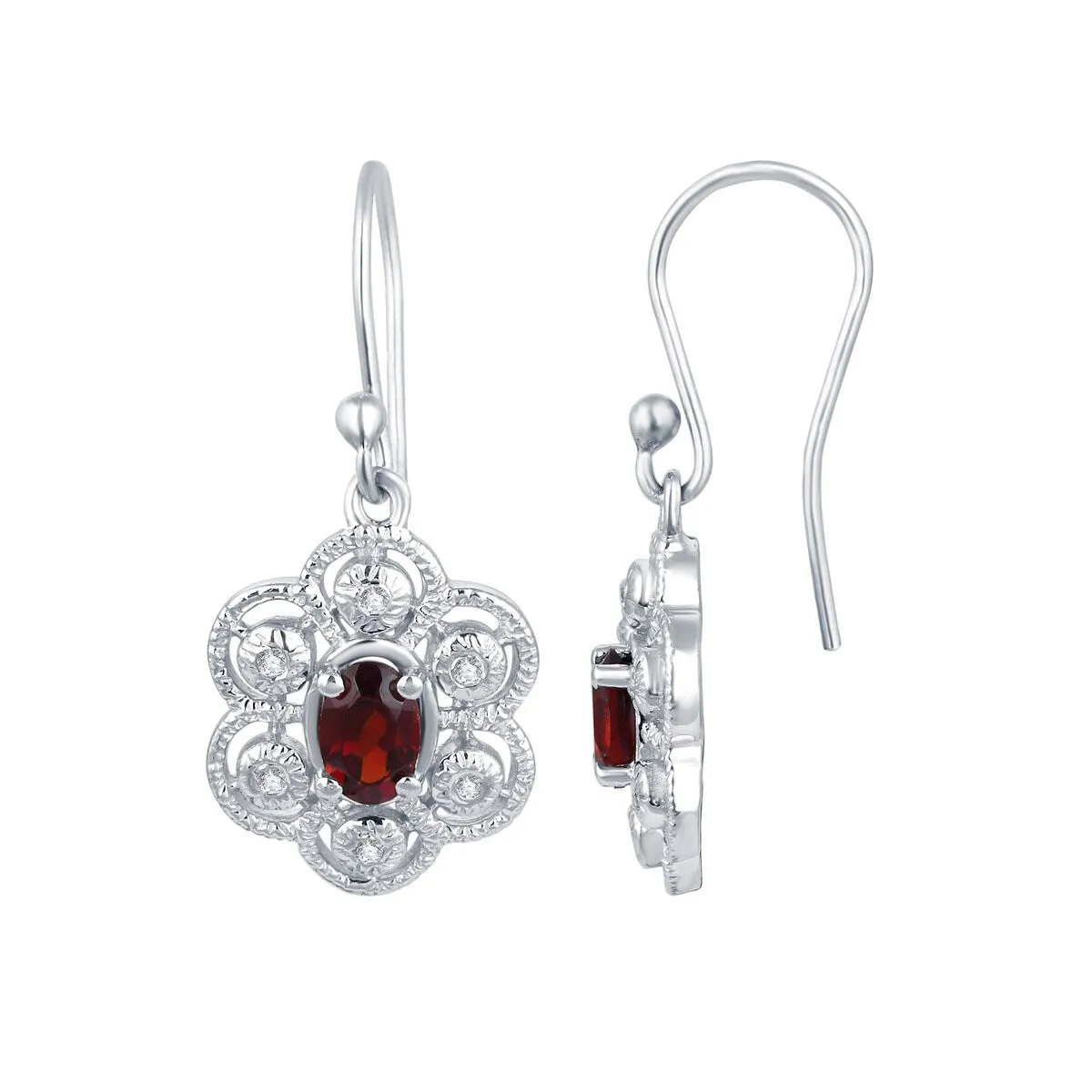 Oval Shape 1.92Ct Natural Garnet and White Topaz Dangling Earrings sold by Zulily product image thumbnail 2
