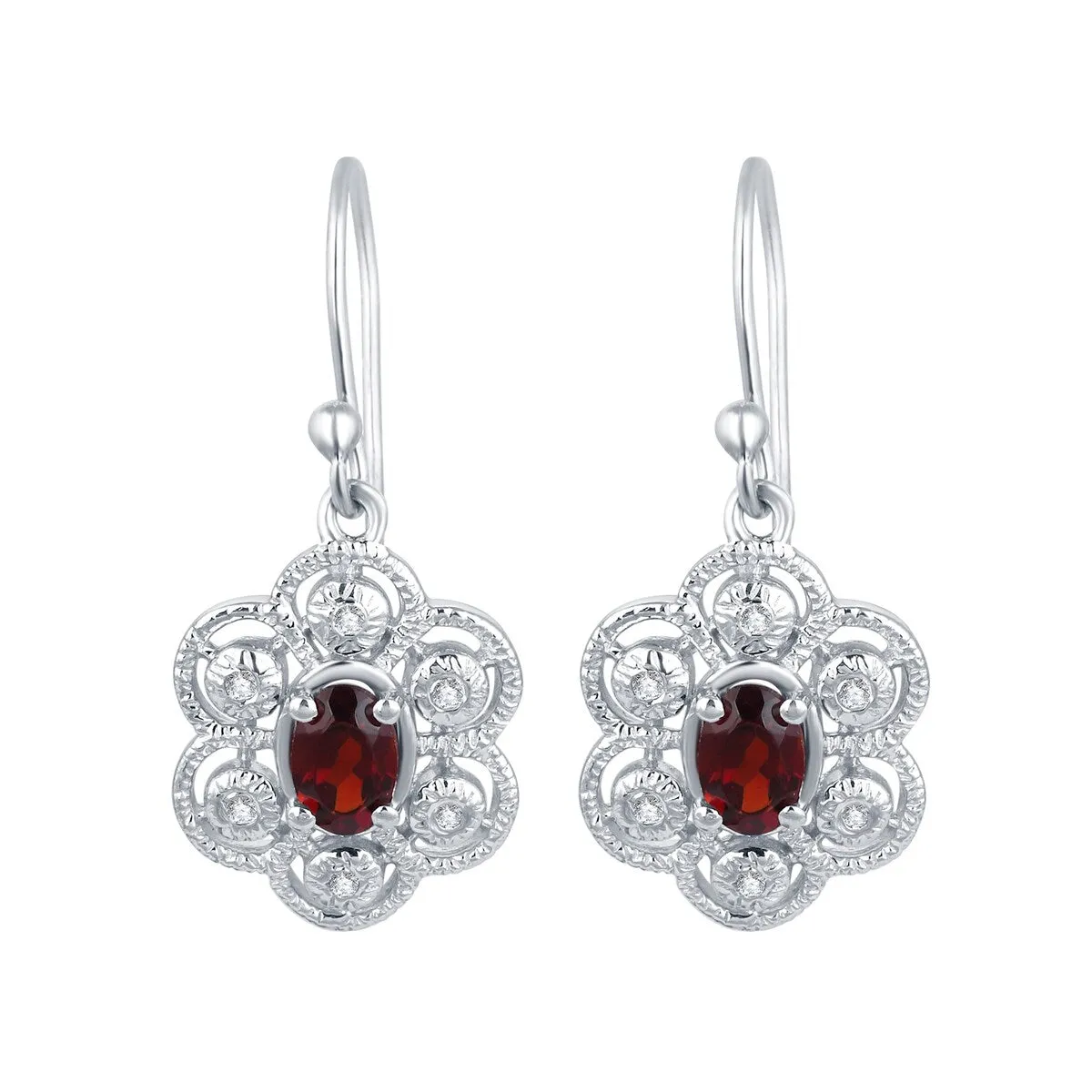 Oval Shape 1.92Ct Natural Garnet and White Topaz Dangling Earrings sold by Zulily