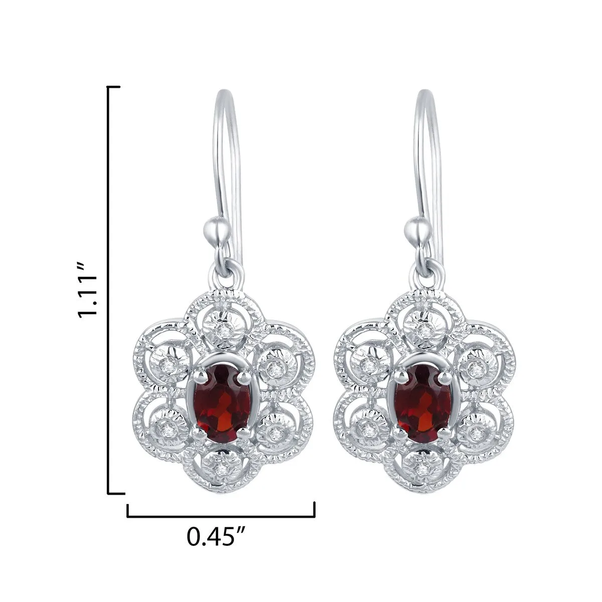 Oval Shape 1.92Ct Natural Garnet and White Topaz Dangling Earrings sold by Zulily product image thumbnail 3