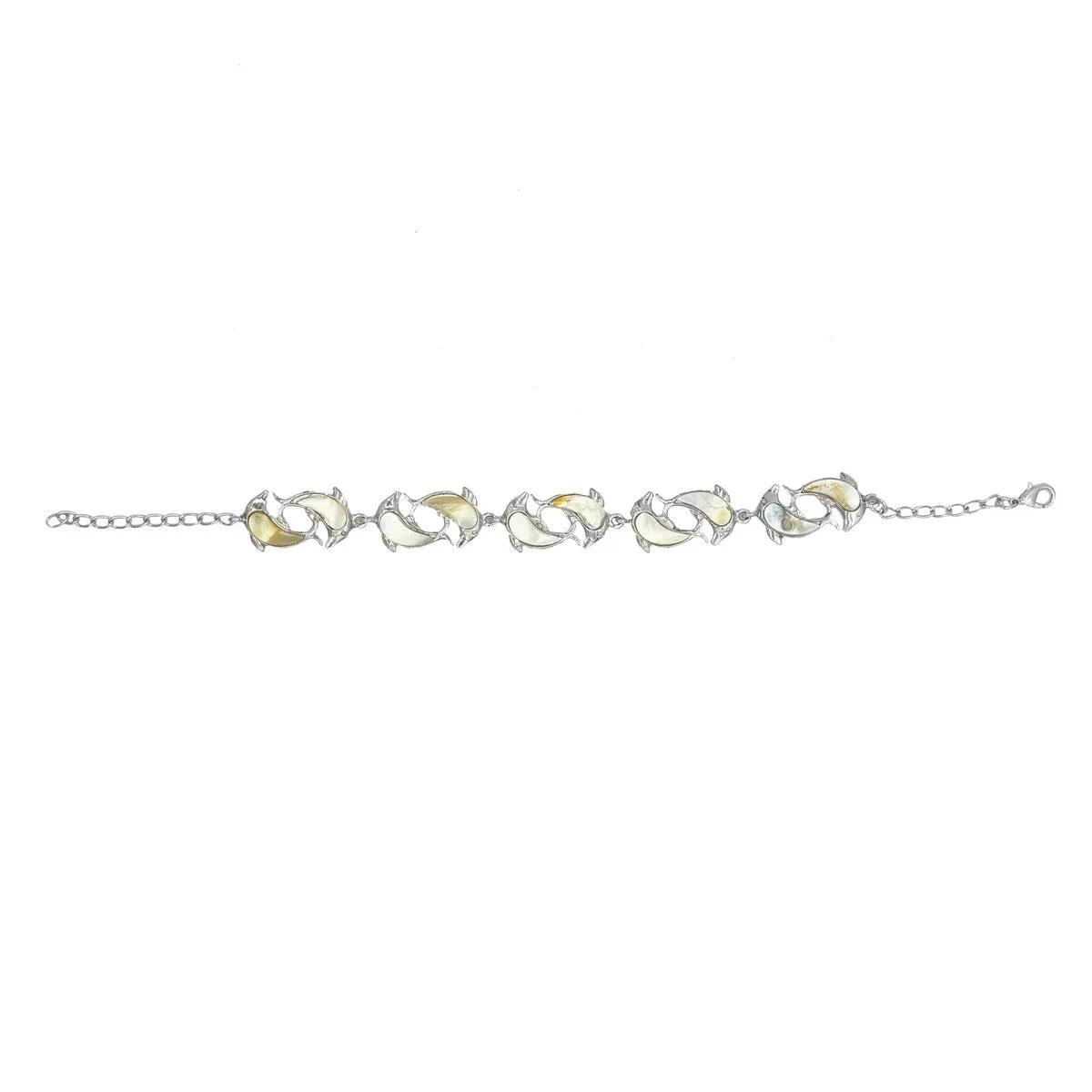 Silvertone with Natural White Shell Link Bracelet sold by Zulily product image thumbnail 2