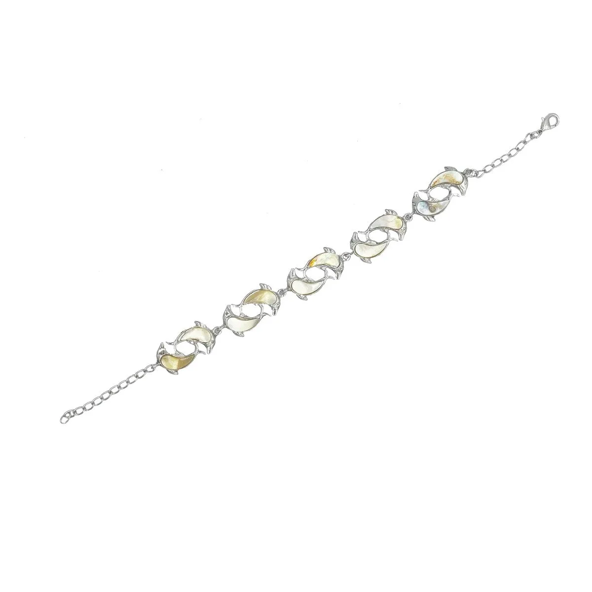 Silvertone with Natural White Shell Link Bracelet sold by Zulily